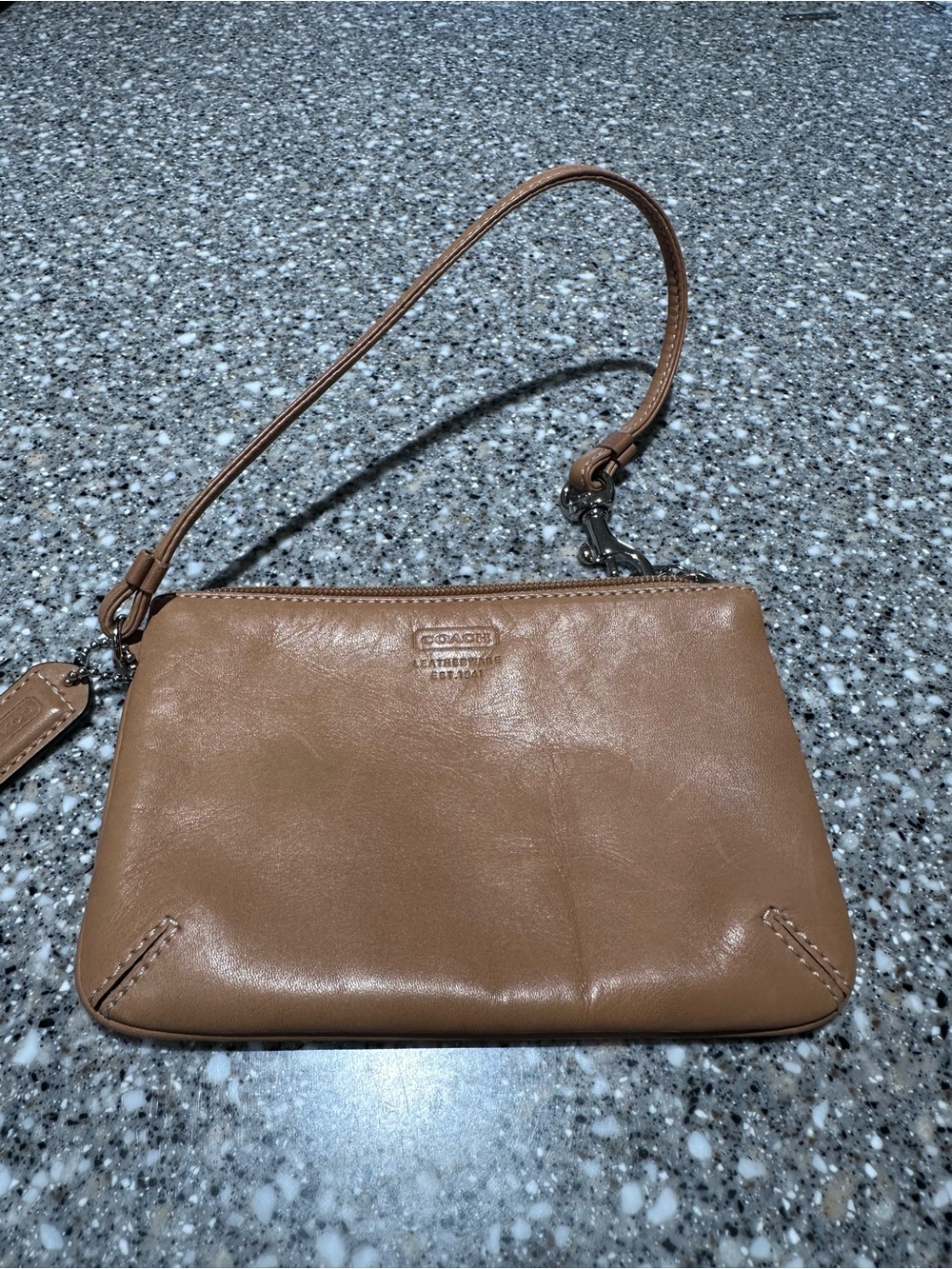 Coach Tan Leather Wristlet Clutch